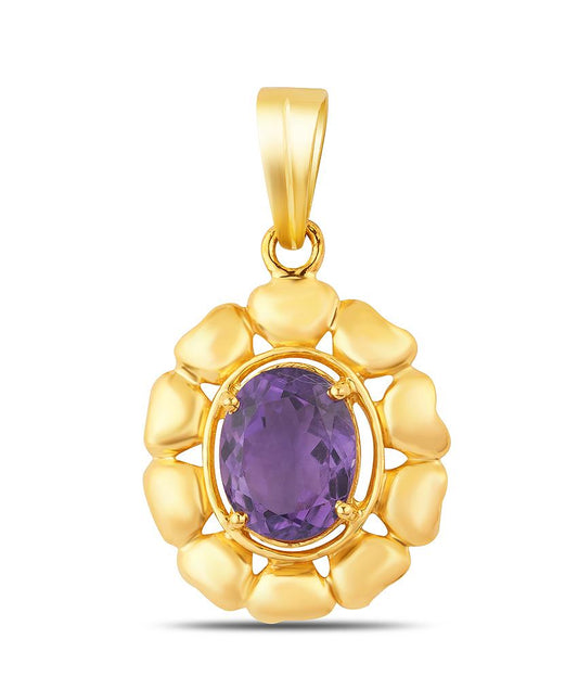 Bloom Amethyst (Jamuniya) gold pendant 1

