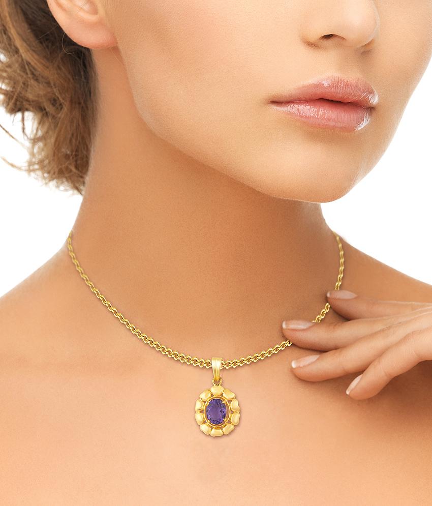 Bloom Amethyst (Jamuniya) gold pendant 3

