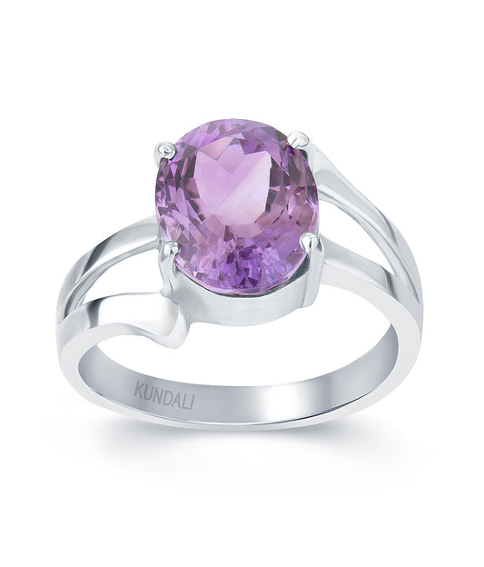 Elegant Amethyst (Jamuniya) silver ring 2