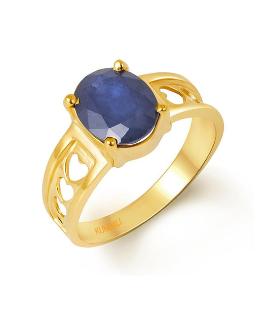 Heartband Blue Sapphire (Neelam) gold ring 1