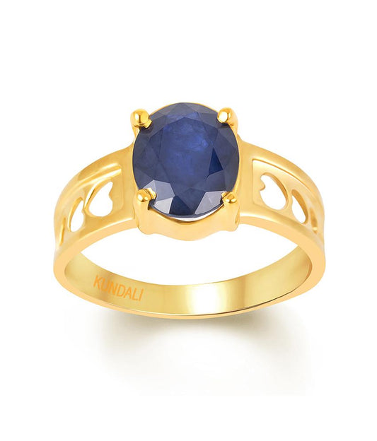 Heartband Blue Sapphire (Neelam) gold ring 2