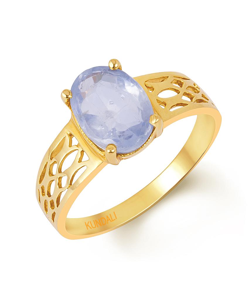 Azure Blue Sapphire (Neelam) gold ring 1