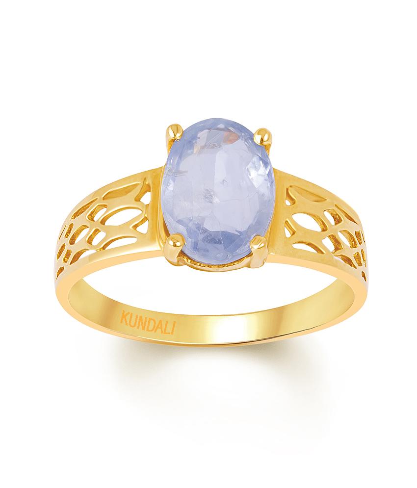 Azure Blue Sapphire (Neelam) gold ring 2