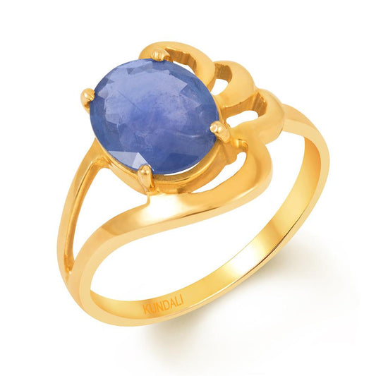 Floret Blue Sapphire (Neelam) gold ring 1