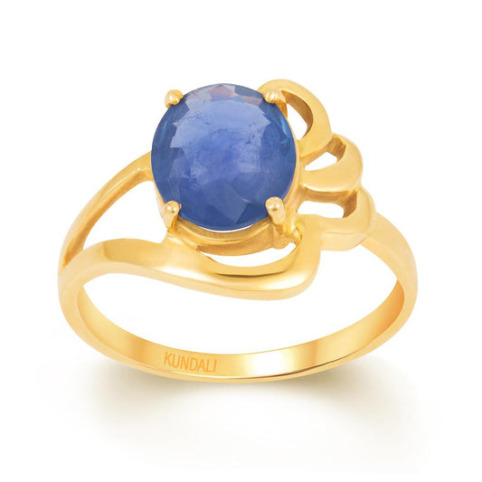 Floret Blue Sapphire (Neelam) gold ring 2