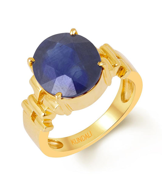 Aztec Blue Sapphire (Neelam) gold ring 1