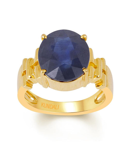 Aztec Blue Sapphire (Neelam) gold ring 2