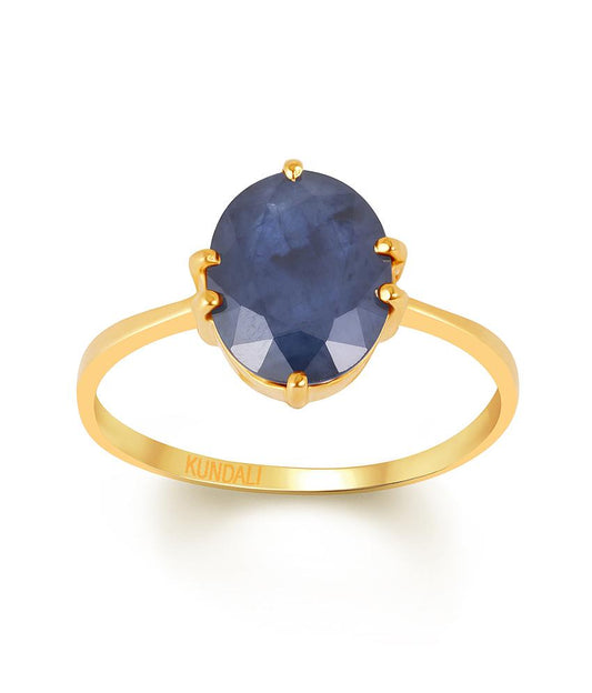 Lily Blue Sapphire (Neelam) gold ring 2