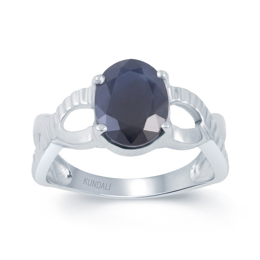 Celtic Blue Sapphire (Neelam) silver ring 2