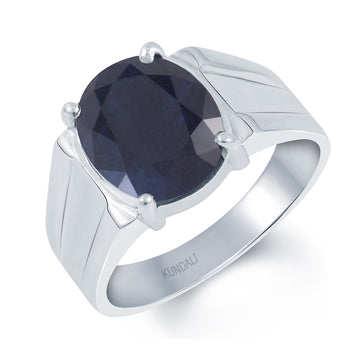 Roman Blue Sapphire (Neelam) silver ring 1