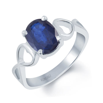 Heart Blue Sapphire (Neelam) silver ring 1