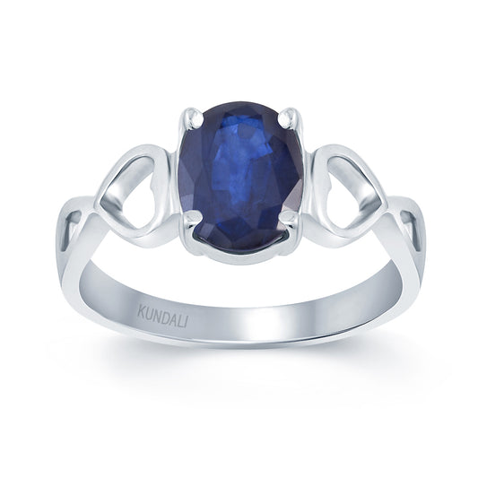 Heart Blue Sapphire (Neelam) silver ring 2