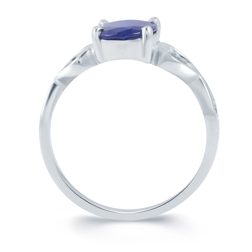 Heart Blue Sapphire (Neelam) silver ring 3