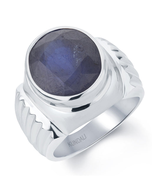 Bold Blue Sapphire (Neelam) silver ring 1