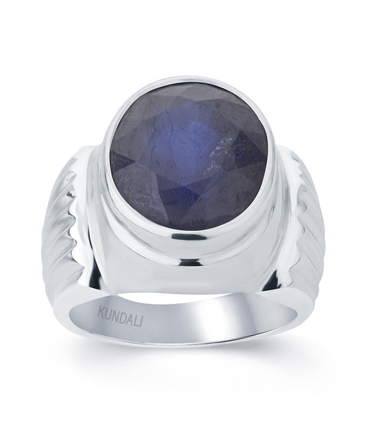 Bold Blue Sapphire (Neelam) silver ring 2