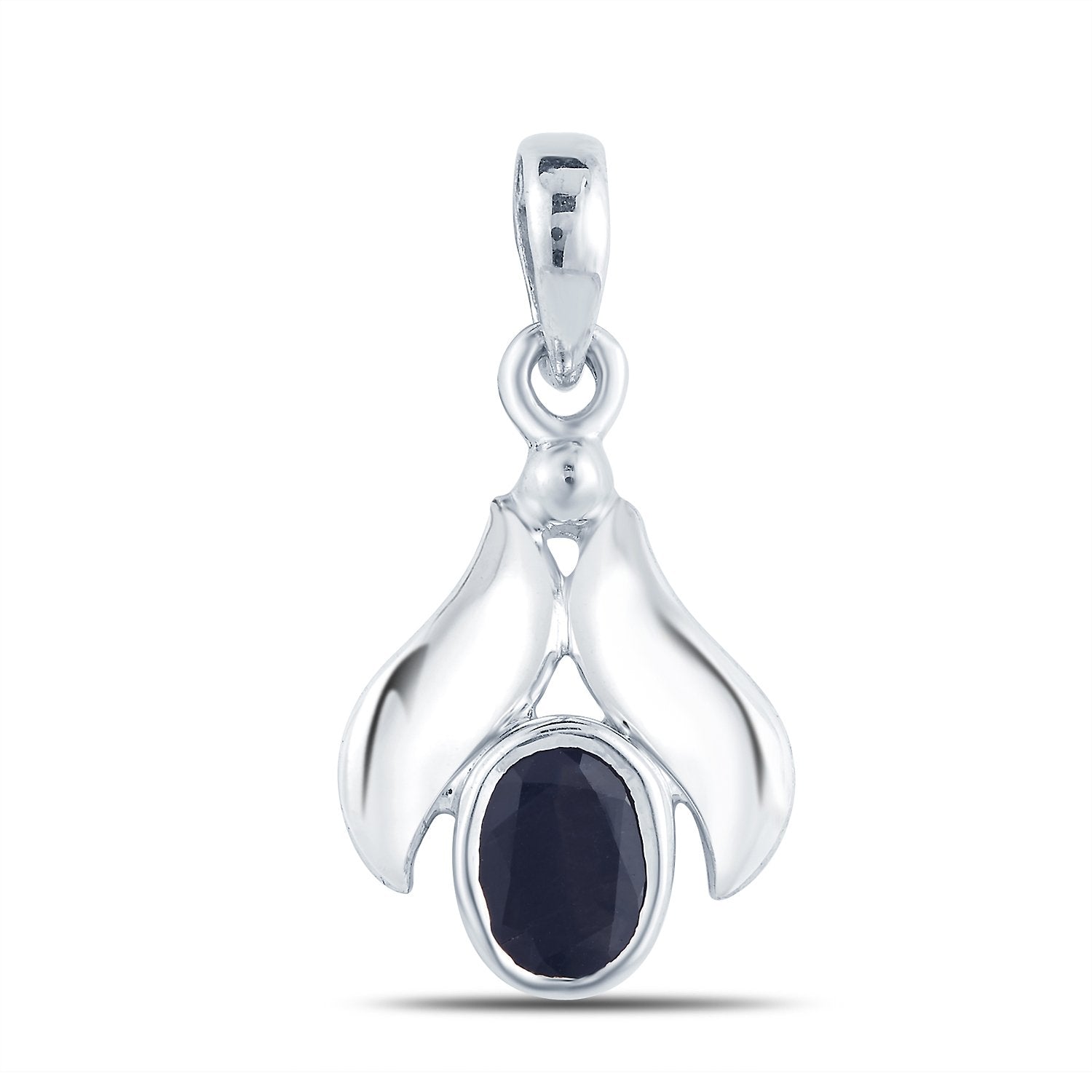 Lotus Blue Sapphire silver pendant 1
