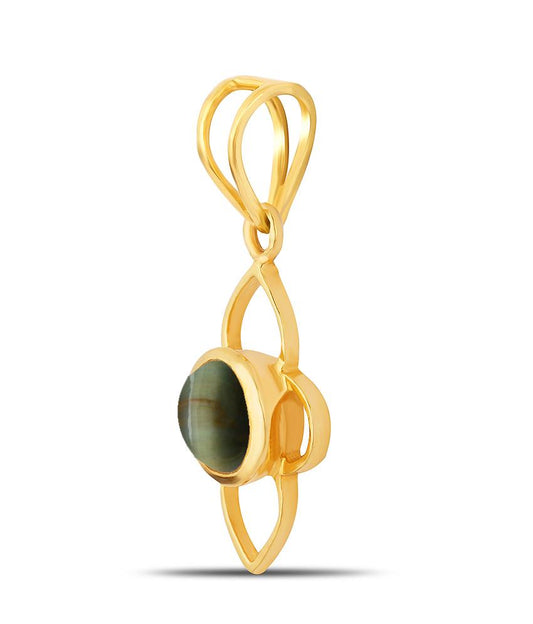 Lily Cats eye (Lehsuniya) gold pendant 2

