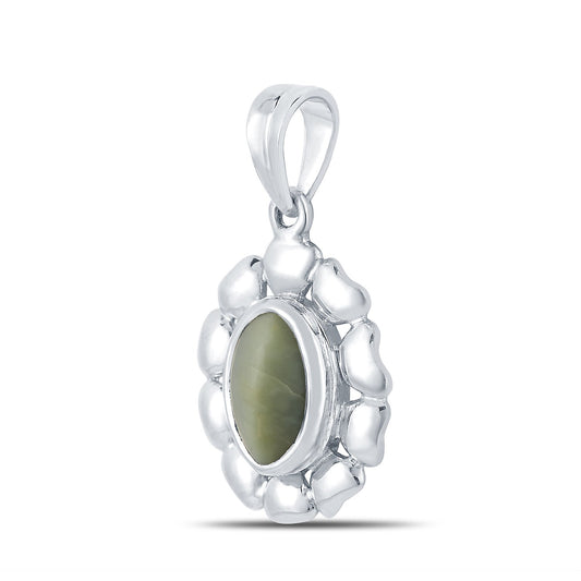 Bloom Cats eye (Lehsuniya) silver pendant 2
