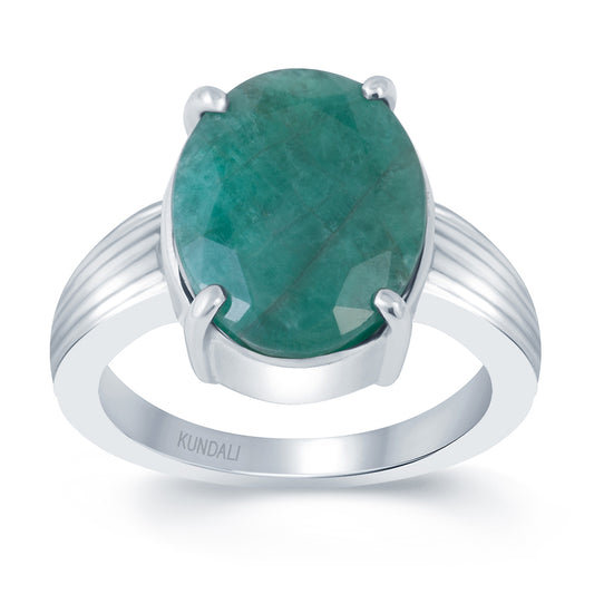 Essential Emerald (Panna) silver ring 2