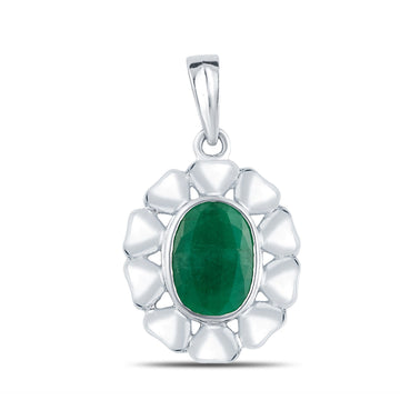 Bloom Emerald (Panna) silver pendant 1
