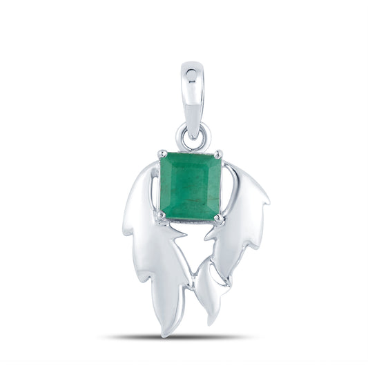 Fire Emerald (Panna) silver pendant 1