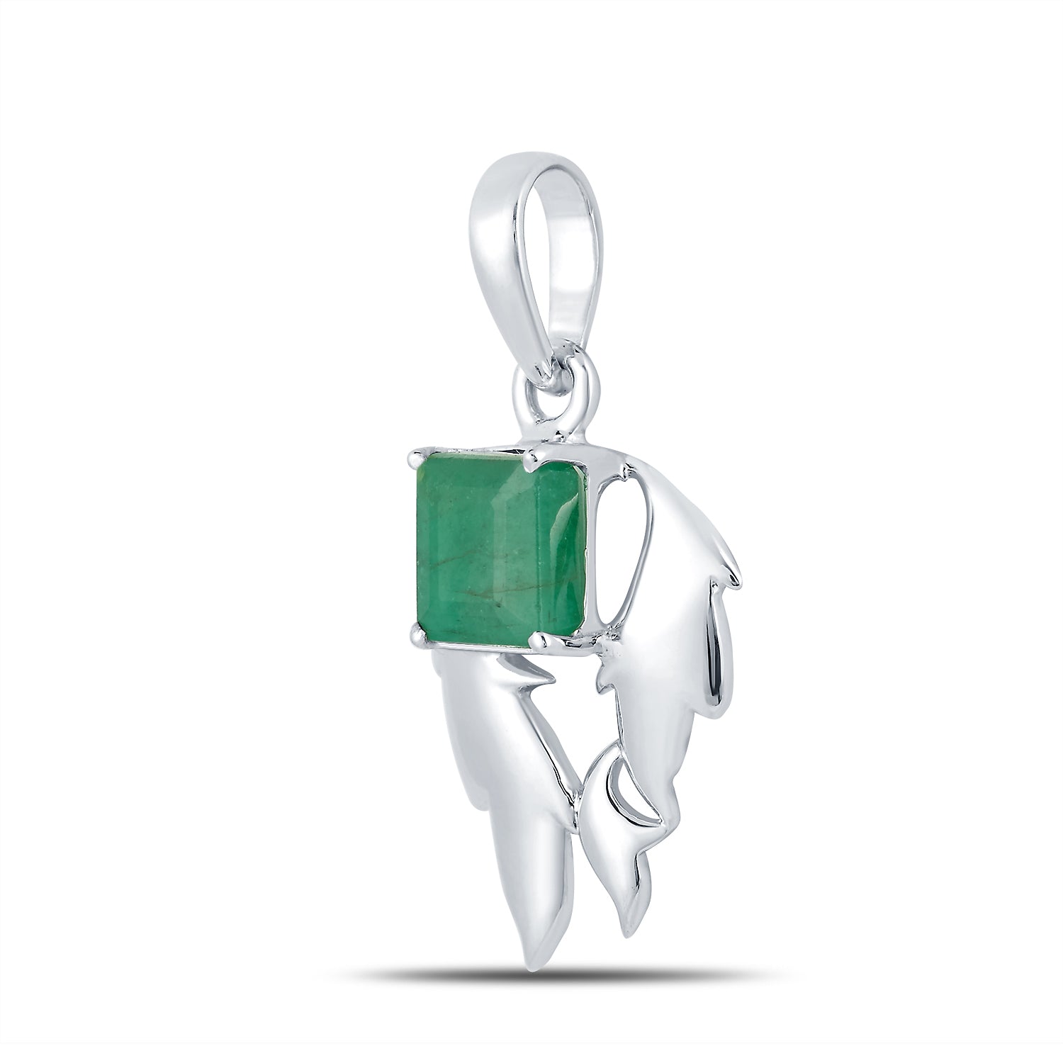 Fire Emerald (Panna) silver pendant 2