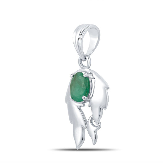 Fire Emerald (Panna) silver pendant 2
