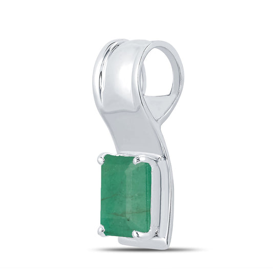 Sleek Emerald (Panna) silver pendant 1
