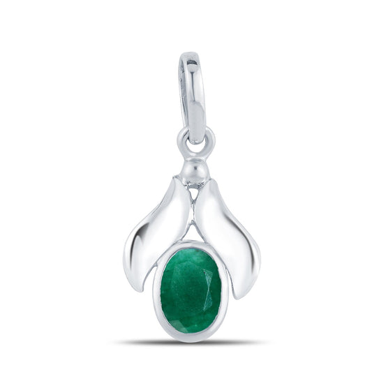 Lotus Emerald (Panna) silver pendant 1
