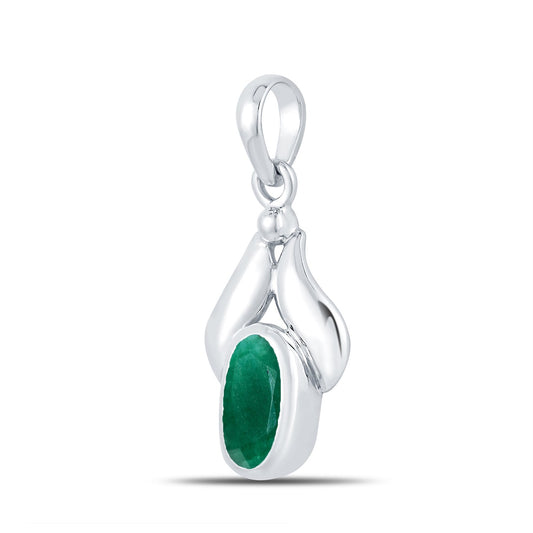 Lotus Emerald (Panna) silver pendant 2
