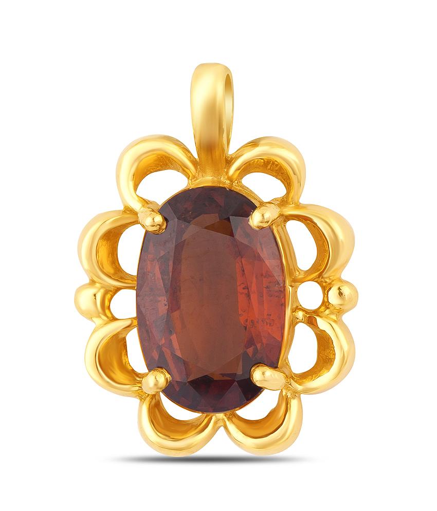 Tulip Garnet (Gomed) gold pendant 1

