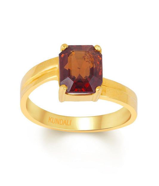 Edgy Garnet (Gomed) gold ring 2
