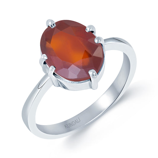 Lily Garnet (Gomed) silver ring 1