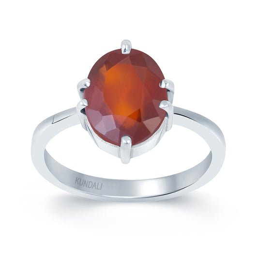 Lily Garnet (Gomed) silver ring 2