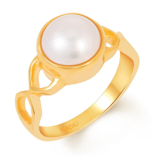 Infinity Pearl (Moti) gold ring 1
