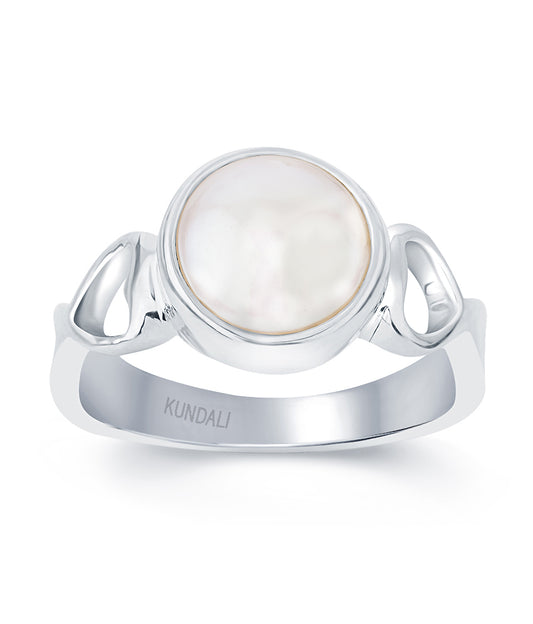 Heart Pearl (Moti) silver ring 2