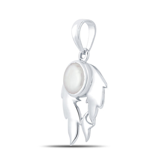 Fire Pearl (Moti) silver pendant 2
