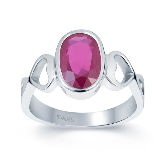 Heart Ruby (Manik) silver ring 2