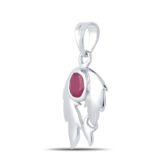 Fire Ruby (Manik) silver pendant 2
