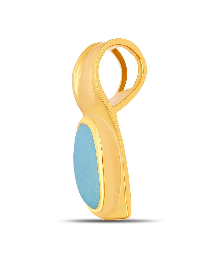 Sleek Turquoise (Firoza) gold pendant 2

