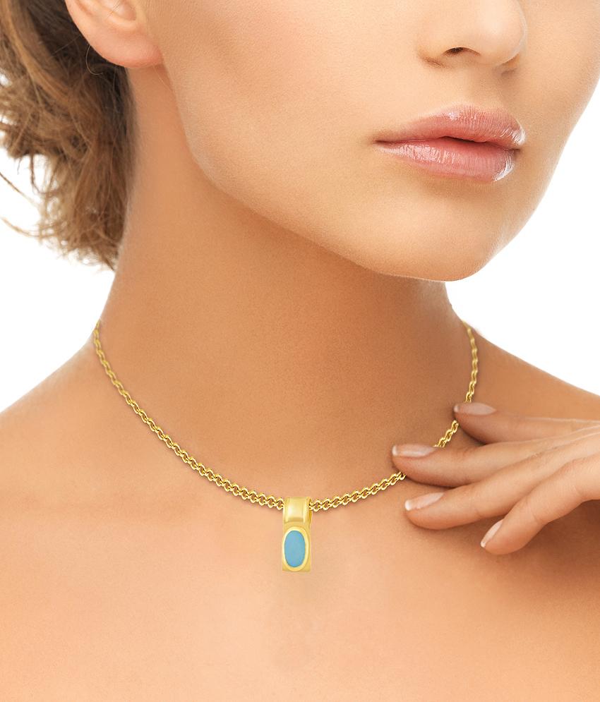 Sleek Turquoise (Firoza) gold pendant 3

