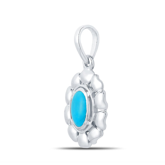 Bloom Turquoise (Firoza) silver pendant 2
