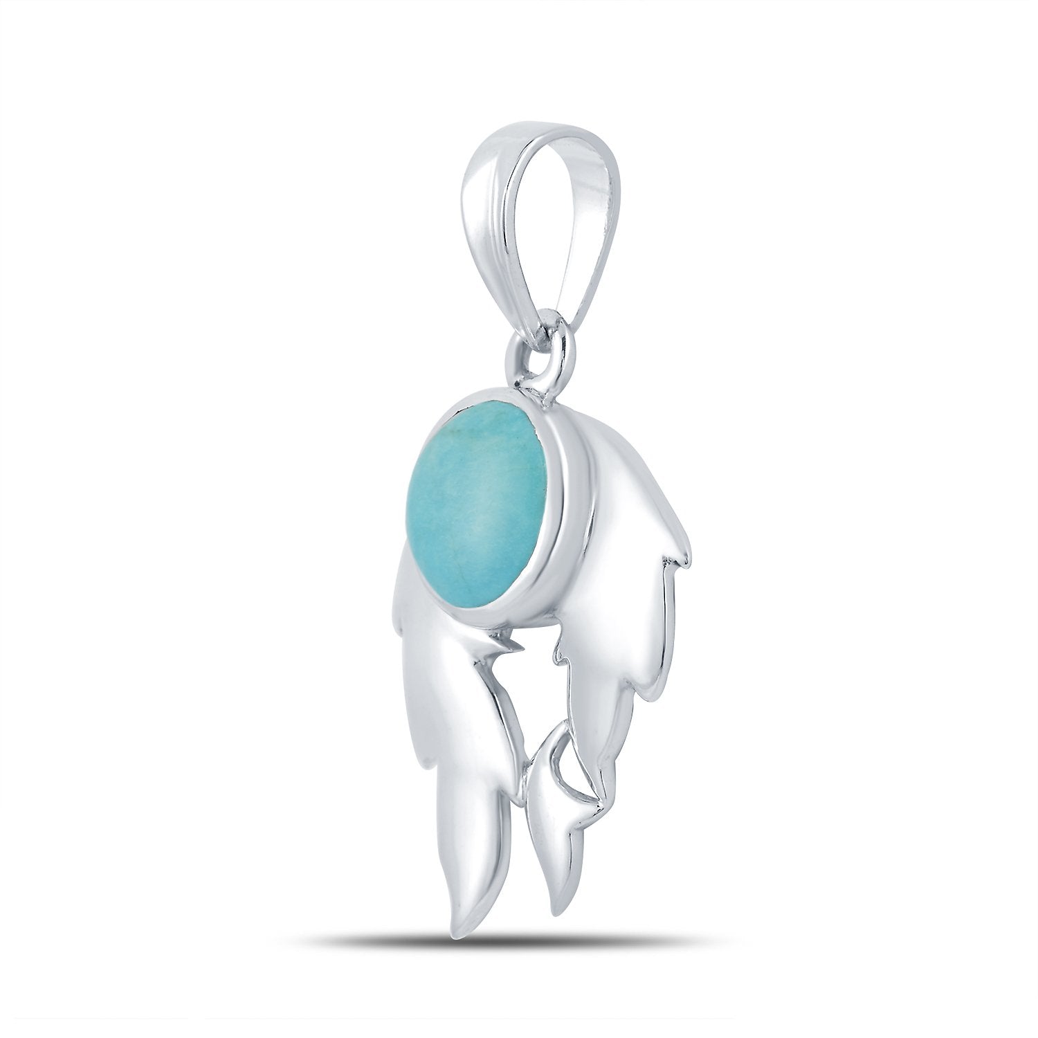 Fire Turquoise (Firoza) silver pendant 2
