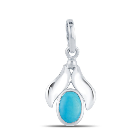 Lotus Turquoise (Firoza) silver pendant 1
