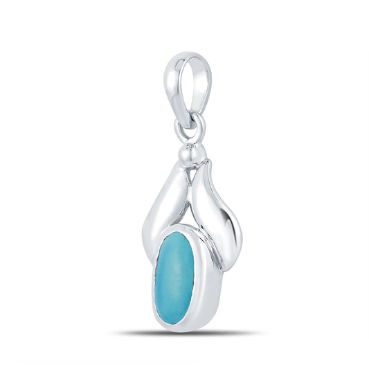 Lotus Turquoise (Firoza) silver pendant 2
