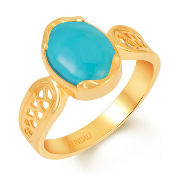 Vivid Turquoise (Firoza) gold ring 1
