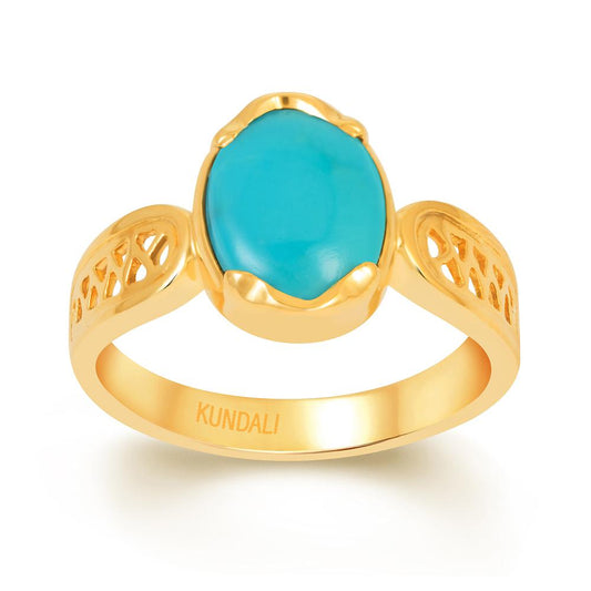 Vivid Turquoise (Firoza) gold ring 2
