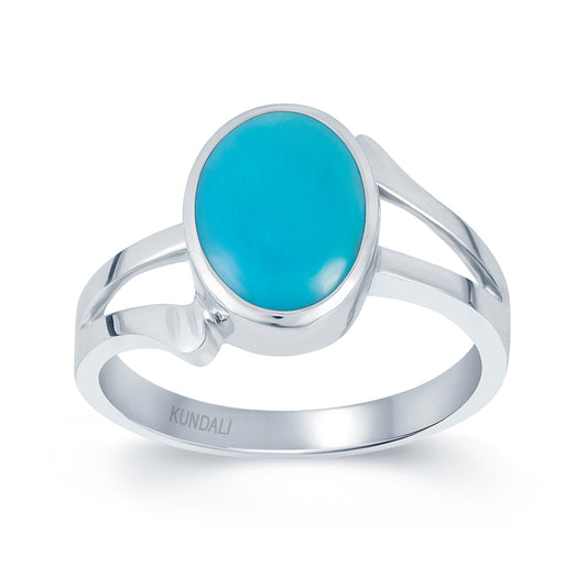 Elegant Turquoise (Firoza) silver ring 2