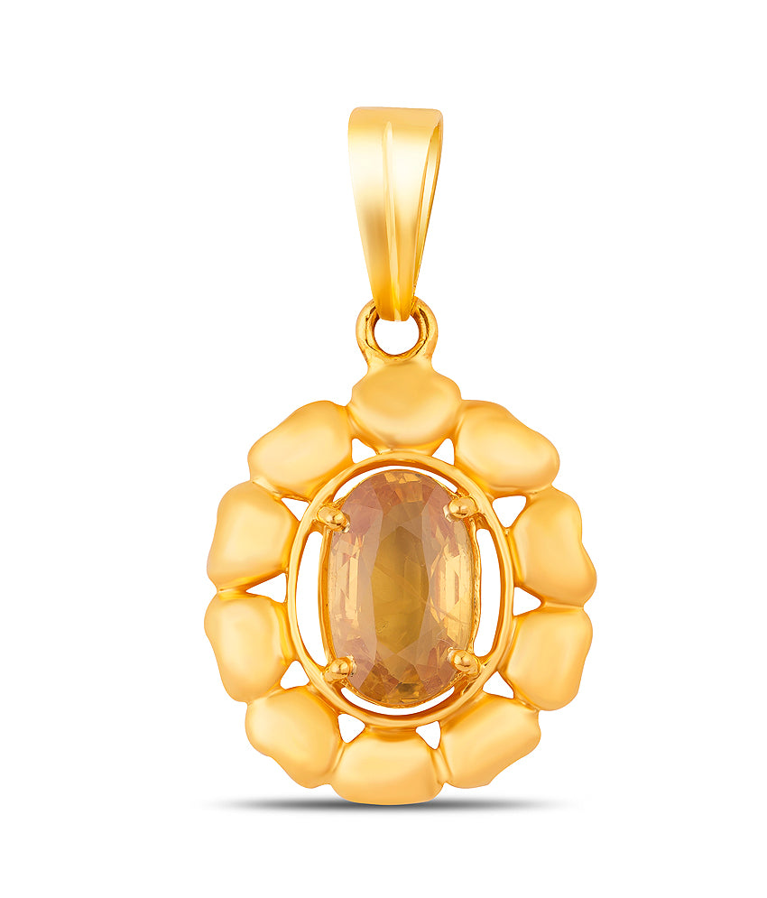 Bloom Yellow Sapphire (Pukhraj) gold pendant 1