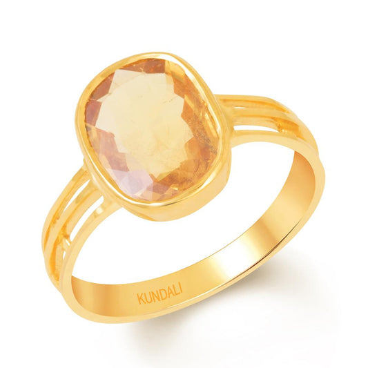 Trinity Yellow sapphire (Pukhraj) gold ring 1